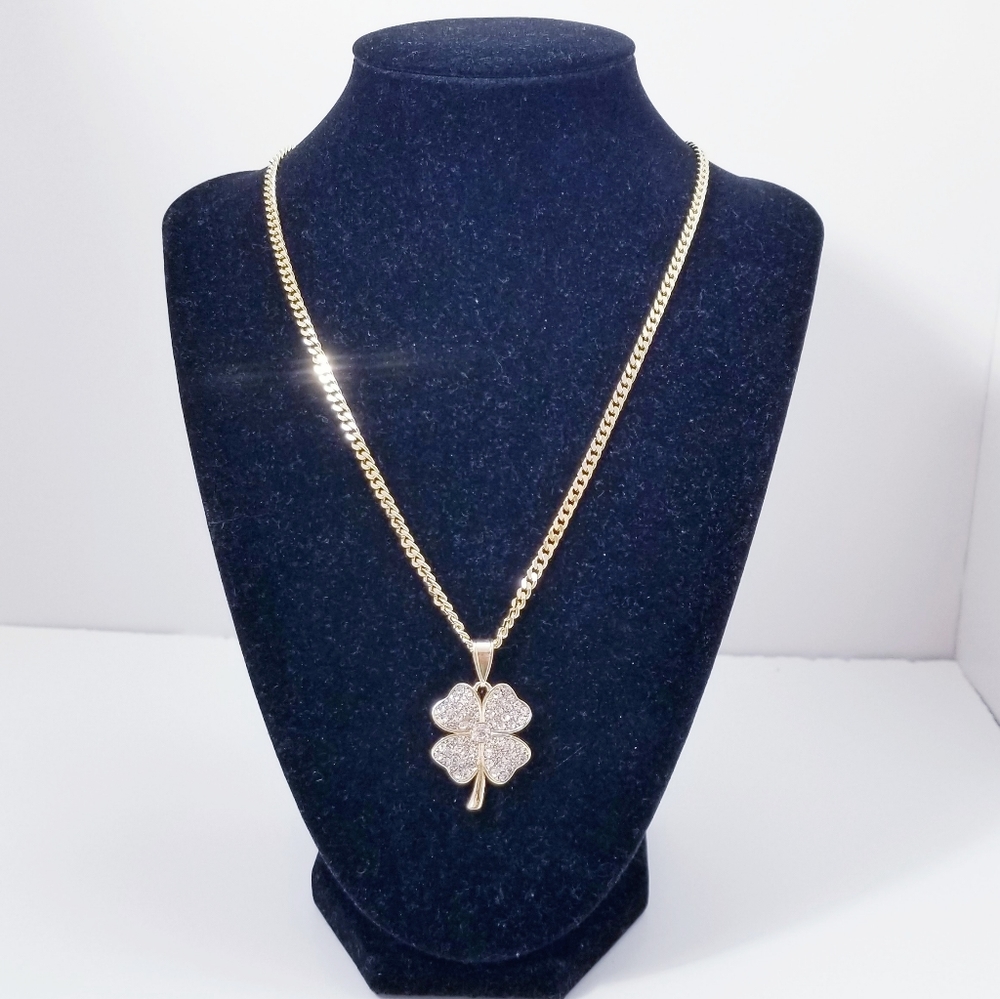 18K Gold Plated Good Luck Trèbol Necklace.New - Picture 6 of 7